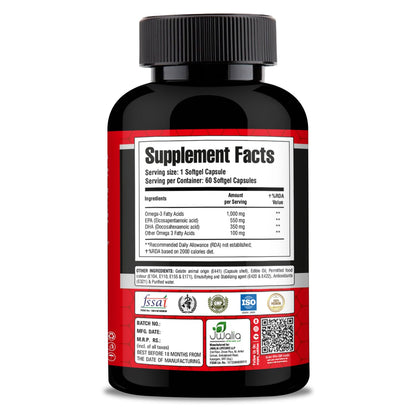 Mypro Sport Nutrition Omega 3 Fish Oil-60-Capsule (1000mg Omega 3 with 550 mg EPA & 350 mg DHA), for Brain, Heart, Eyes,and Joints Health For Men And Women