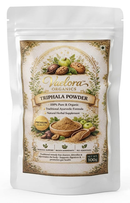 Vaelora Organics Moringa Powder + Arjun Chhal Powder + Triphala Powder Combo (100g Each) | 100% Pure & Natural Ayurvedic Herbal Supplements | For Heart Health, Digestion & Immunity | No Additives