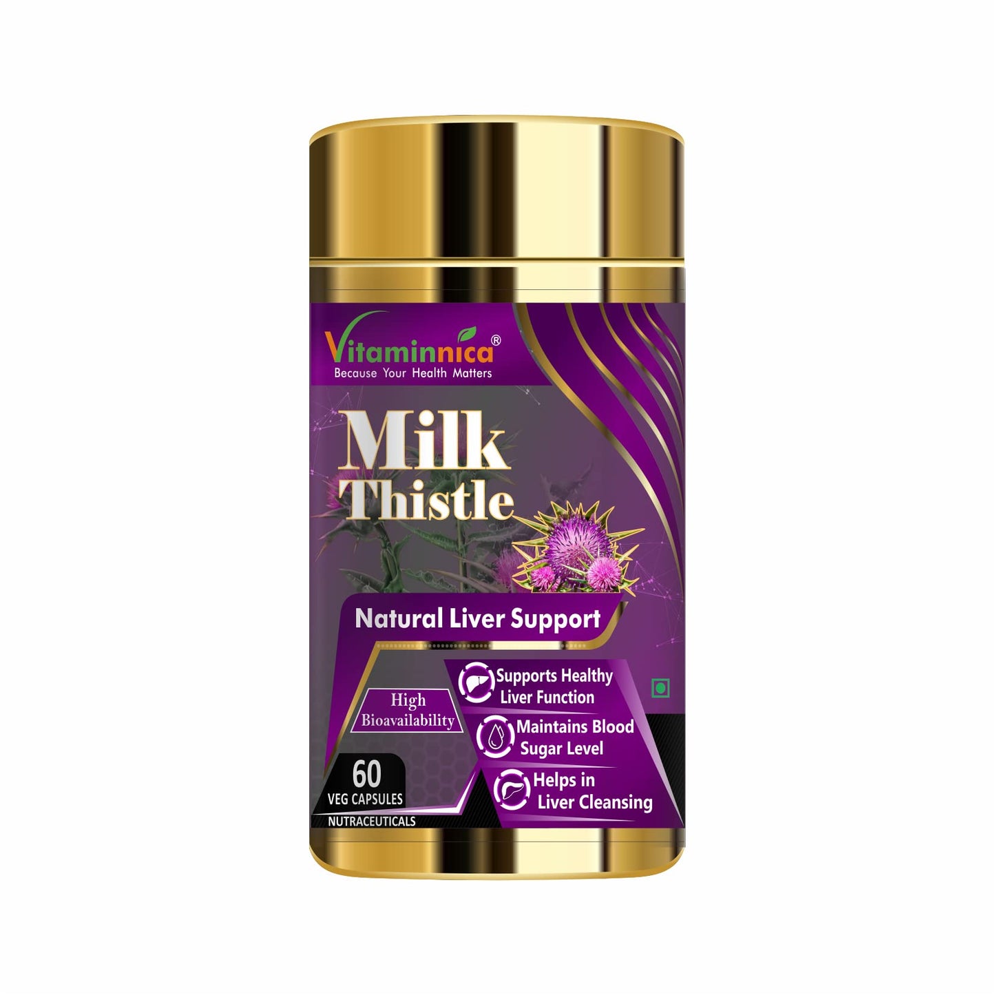 Vitaminnica Black Garlic + Milk Thistle Combo – With Black Garlic Extract & Silymarin, 120 Capsules