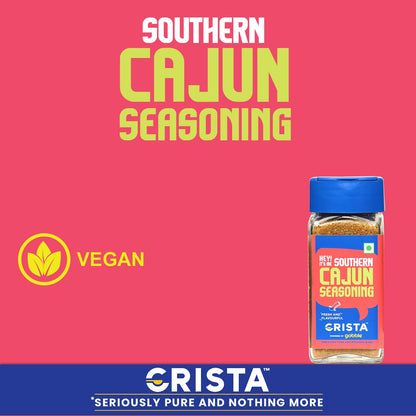 CRISTA 45 gms Southern Cajun Seasoning for Fries, Popcorn & Appetizers | Mixed Spices Blend | Vegan | Zero added Colours, Fillers, Additives & Preservatives