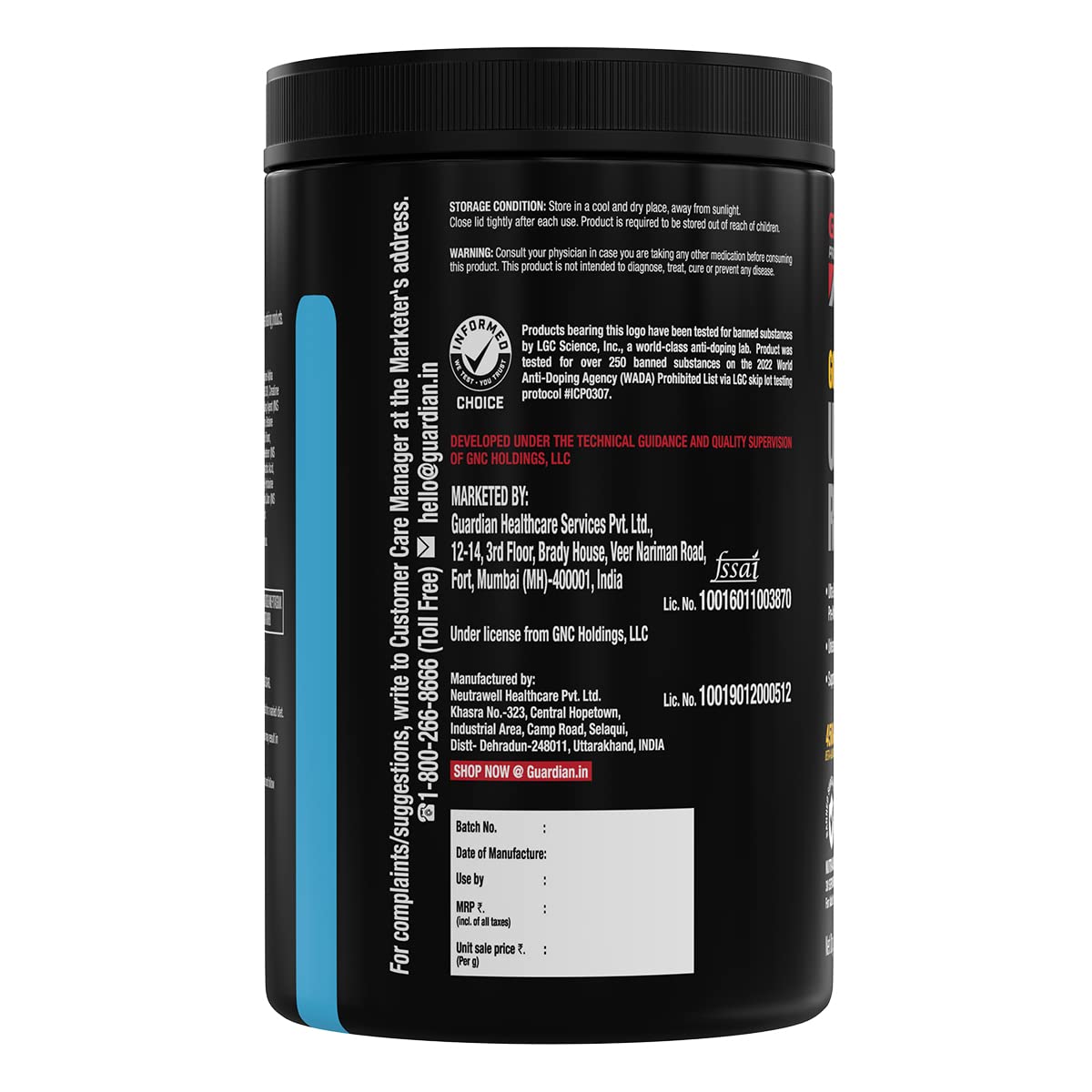 GNC AMP Gold Series Ultra Rush Pre-Workout | 450 gm | 30 Servings | Maximum Energy & Stamina | Deep Mental Focus | Powerful Muscle Pump | 4.5g Beta-Alanine | 1.5g L-Citrulline | 2.5g L-Arginine | Fruit Punch