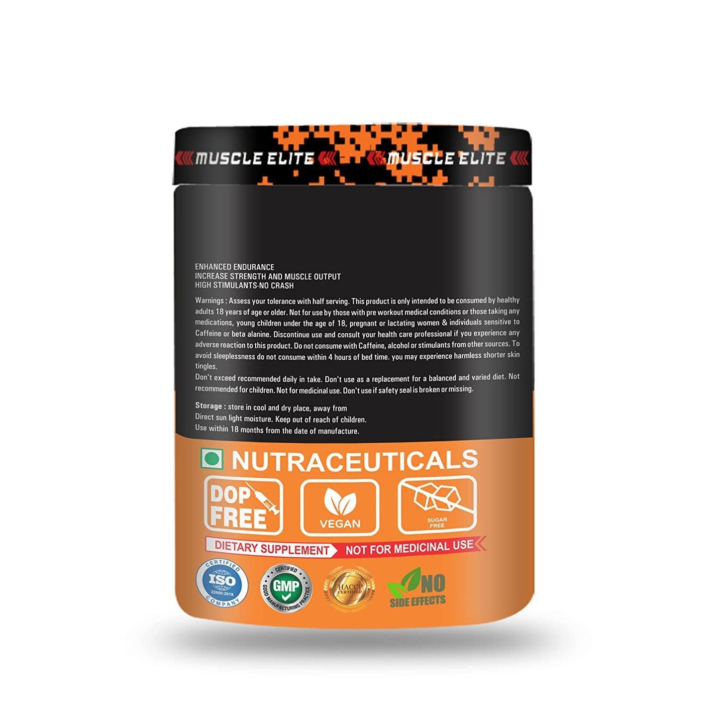 Muscle Elite Ultra Focus Pre-Workout - 60 Servings, | Watermelon L-Arginine, L-Citrulline, Creatine, Beta-Alanine, Natural Caffeine | Best Pre Workout for Men & Women [Orange, with Sipper]
