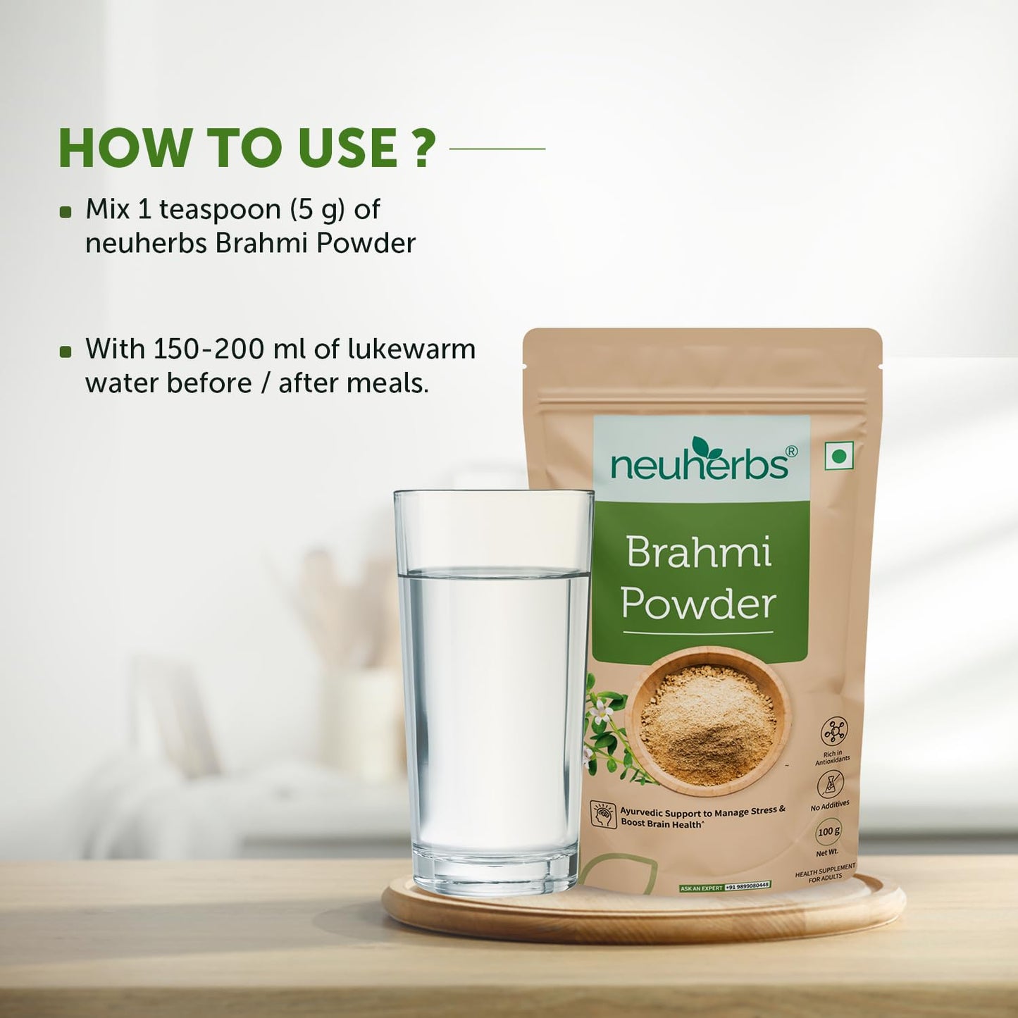 Neuherbs Organic Brahmi Powder (100 gm, Pack of 1) For Men & Women | Ay- image 3