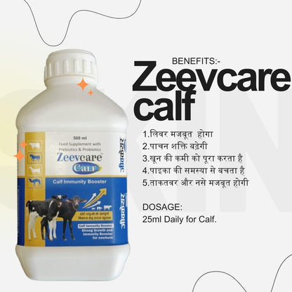 ZEEVCARE Calf Feed Supplement | Immunity Booster with Prebiotics & Probiotics | Calf Health Care | 500 ml
