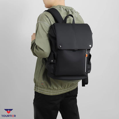 TOURTIER Outdoor Travel Men's Business Multifunctional Backpack with Side Pocket, Laptop Backpack with USB Charging Port for 15.6" Laptop, Camera, Business, Work, Students (BLACK)