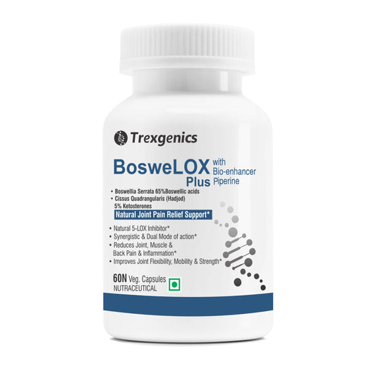 Trexgenics Boswelox Plus Joint & Bone Dual Action with Boswellia Serrata 65% Bos
