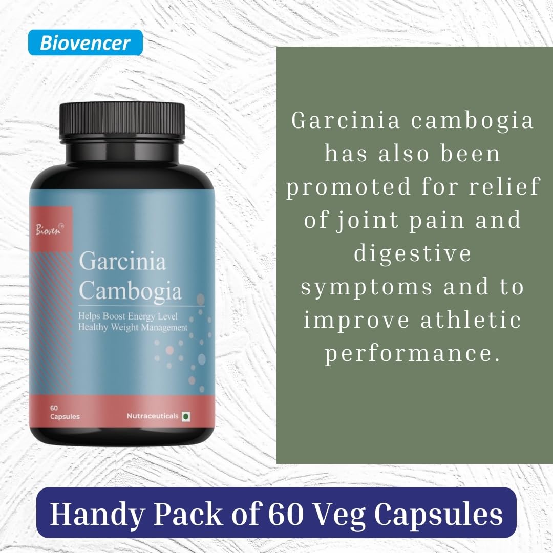 Biovencer Garcinia Cambogia-400mg | Helps Boost Energy Level | Healthy Weight Management | 60 Vegetarian Capsules