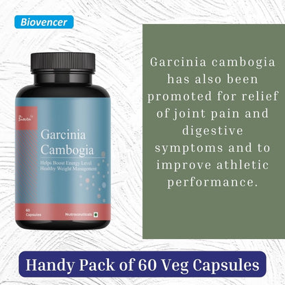 Biovencer Garcinia Cambogia-400mg | Helps Boost Energy Level | Healthy Weight Management | 60 Vegetarian Capsules