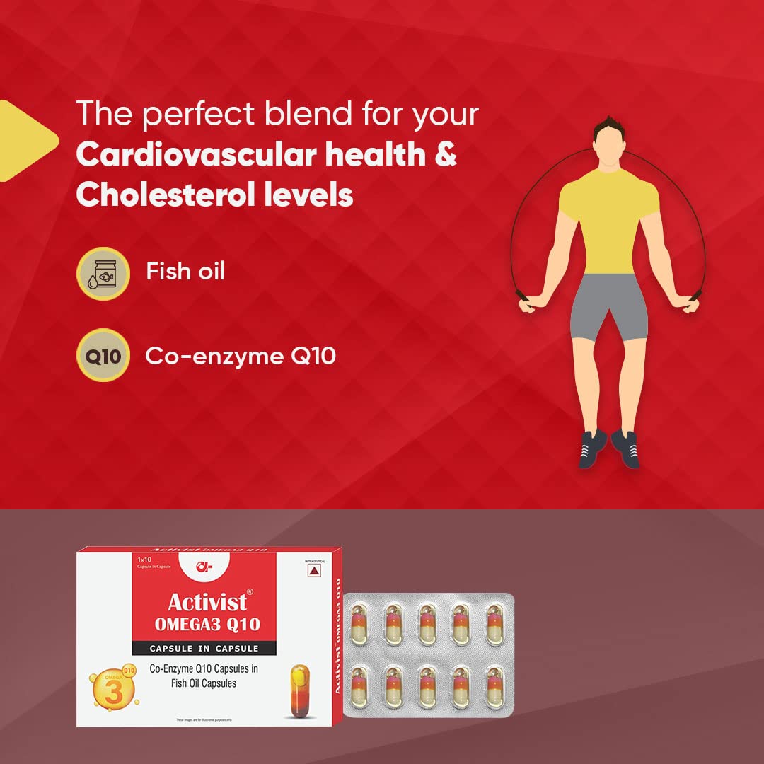 Activist Omega3 Q10 Liquid Capsule in fish oil capsule/Nutritional Dietary Supplement for Men, Women, Adult (60 Liquid Capsule)