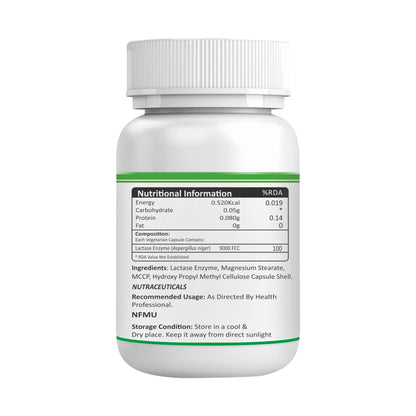 Biovencer Lactase Enzyme 60 Vegetarian Capsules-9000 FCC ALU | Supports Lactose Digestion | Dairy Relief Supplement | Fast-Acting, Non-GMO, Gluten-Free |
