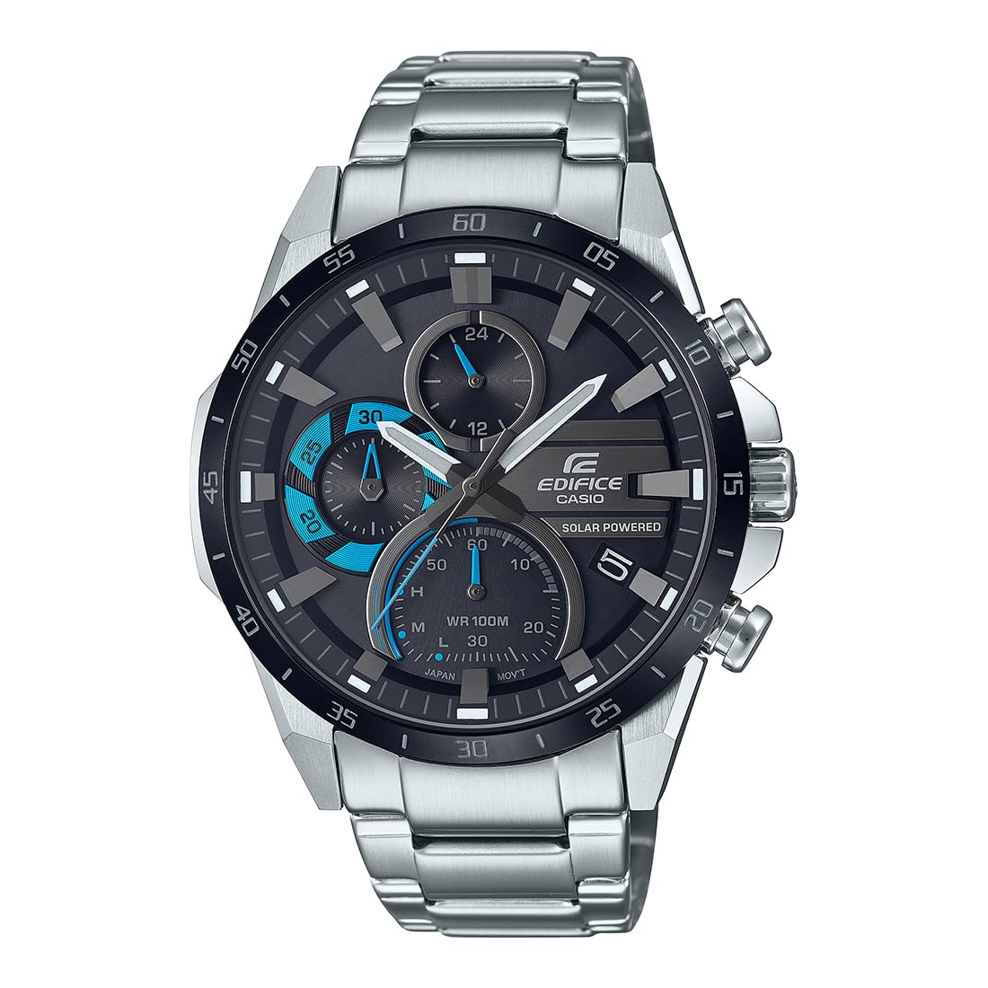 Casio Edifice EQS-940DB-1BVUDF Black Analog Dial Silver Stainless Steel Band Men's Watch Solar Powered Chronograph ED567