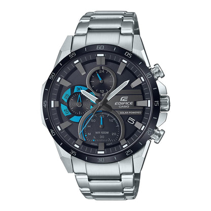 Casio Edifice EQS-940DB-1BVUDF Black Analog Dial Silver Stainless Steel Band Men's Watch Solar Powered Chronograph ED567