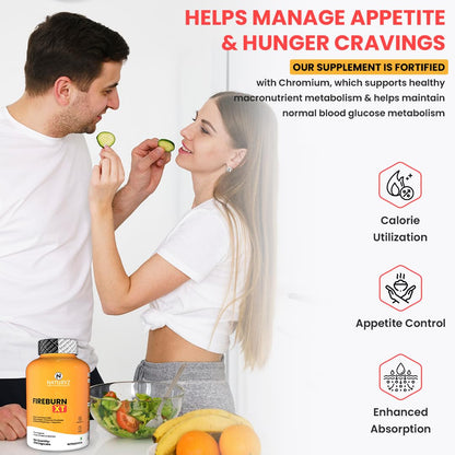 NATURYZ FIREBURN XT Advanced 7X Multi-Action Thermogenic Burner for Men & Women | Clinically researched ingredients Green Tea Extract, Capsimax®, Chromium, Caffeine, L-Theanine & Black Pepper | Supports Metabolism, Thermogenesis, Appetite Control & Energy