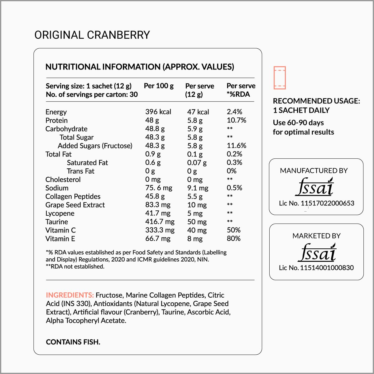 NUTROVA Collagen+Antioxidants Supplement - of Marine Collagen Powder for Men & Women,Increases Skin Hydration,Reduces Skin Damage,Supports Healthy Skin,Hair & Nails,Cranberry, 1 count,30 Servings