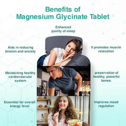 SWISSLIFE FOREVER Magnesium Glycinate Tablets | Chelated Magnesium Glycinate | Dietary Tablets with Mineral and Amino acid (Magnesium Glycinate) Help in Bone health for Men & Women (Pack of 1)