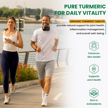 NATURYZ Organic Turmeric Highest Strength 1200mg tablets | Supports Joint, Skin Health, Immune Function | Anti inflammatory Supplement for Adults | Non-GMO, Vegan, Gluten-Free | USDA Organic Certified | Pesticides & Chemical Free - 60 Veg Tablets