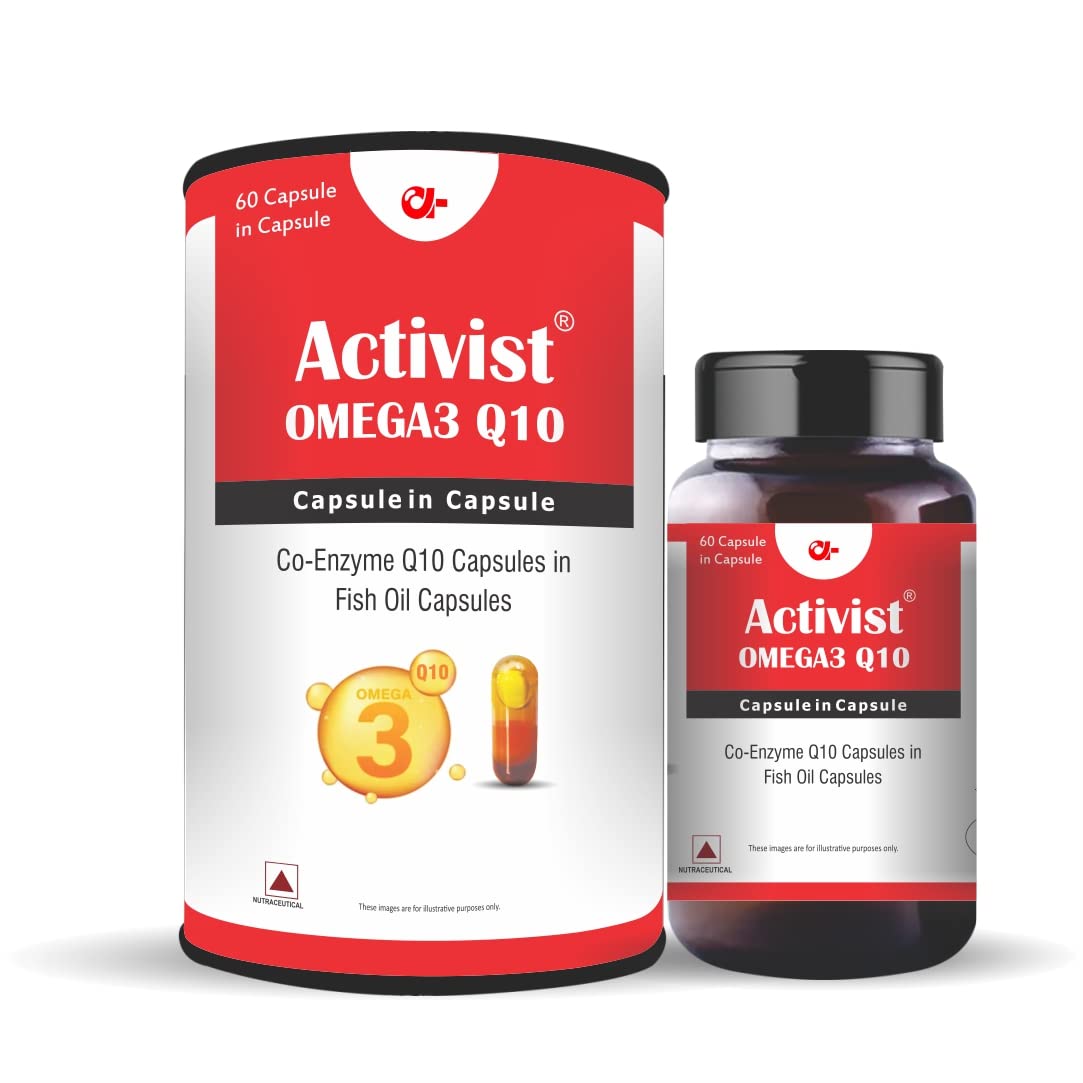 Activist Omega3 Q10 Liquid Capsule in fish oil capsule/Nutritional Dietary Supplement for Men, Women, Adult (60 Liquid Capsule)