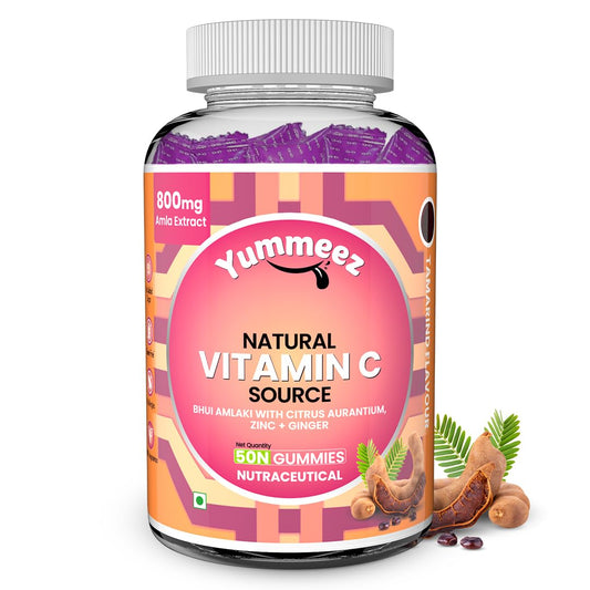 Naturyz Natural Vitamin C Gummies with Amla & Zinc | Immunity & Antioxidant Support | No Added Sugar, Plant-Based | No Ascorbic acid | Better Absorption & Bioavailability | Tasty Daily Wellness Supplement (Tamarind Flavour)- 50 gummies