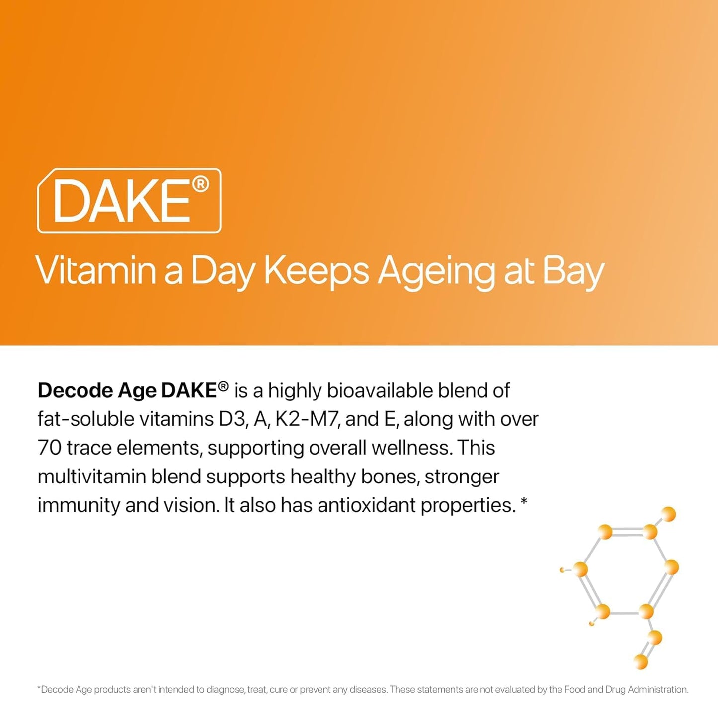 Decode Age DAKE 600 IU Multivitamin | Plant-Based Lichen D3, K2 (MK-7), A & E | Supports Bone, Vision, Immunity & Skin Health | With MCT Oil for Enhanced Absorption | 30 Vegan Capsules