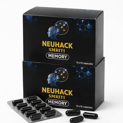Neuhack Smriti Memory booster with Brahmi, Ashwagandha, Shankhpushpi for Brain, Mind Support | Ayurvedic Nootropics supplement - 200 caps