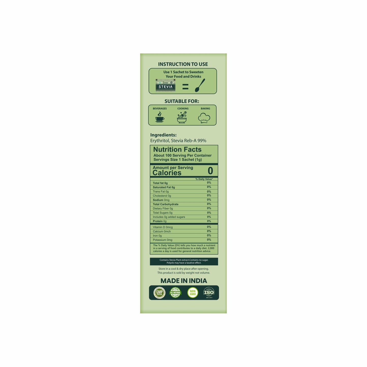 Zindagi Stevia Dry Leaves & Stevia Sachets | Stevia Sugar Free & Zero Clorie Sweetener | Stevia Combo Pack