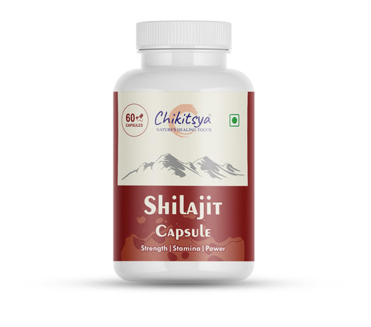 Chikitsya Shilajit/Shilajeet 60Capsules | 100% Ayurvedic with Ashwagandha, Goksura & Safed Museli | Enhance Stamina, Energy & Power | Shilajit for Men & Women