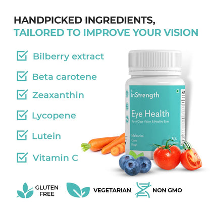 INSTRENGTH-EYE HEALTH (PEOPLE'S TRUSTED BRAND) - IMPROVE VISION & SOLVE EYE PROBLEMS & REDUCE THE RISK OF CATARACTS (VEG)-NO SIDE EFFECTS