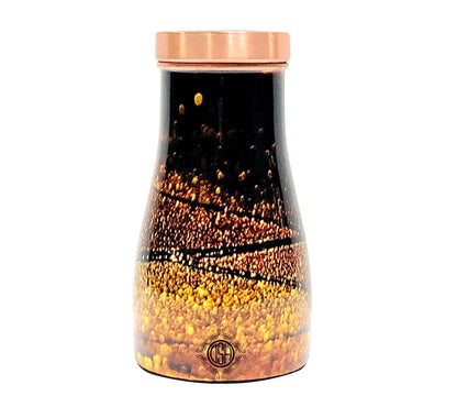 DSH Copper Bedroom Bottle Printed Jug with Inbuilt Glass, Bedside Pot, Designer Print, (950 ML) (08 no.)