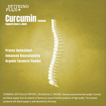 Nutrinoplus Curcumin 1000mg Supplement with Curcuminoids – 60 Veg Capsules | Good for Skin & Joint, Better Absorption, Boosts Immunity for Men & Women | Formulated in USA