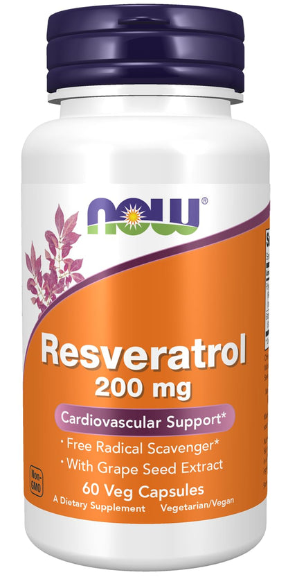 Now Foods, Natural Resveratrol, 200 mg, 60 Veggie Caps.