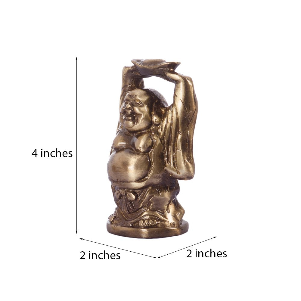 eCraftIndia Antique Finish Laughing Buddha Brass Showpiece (5 cm x 5 cm- image 3