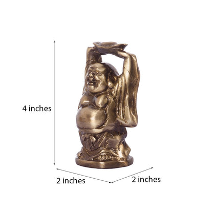 eCraftIndia Antique Finish Laughing Buddha Brass Showpiece (5 cm x 5 cm- image 3