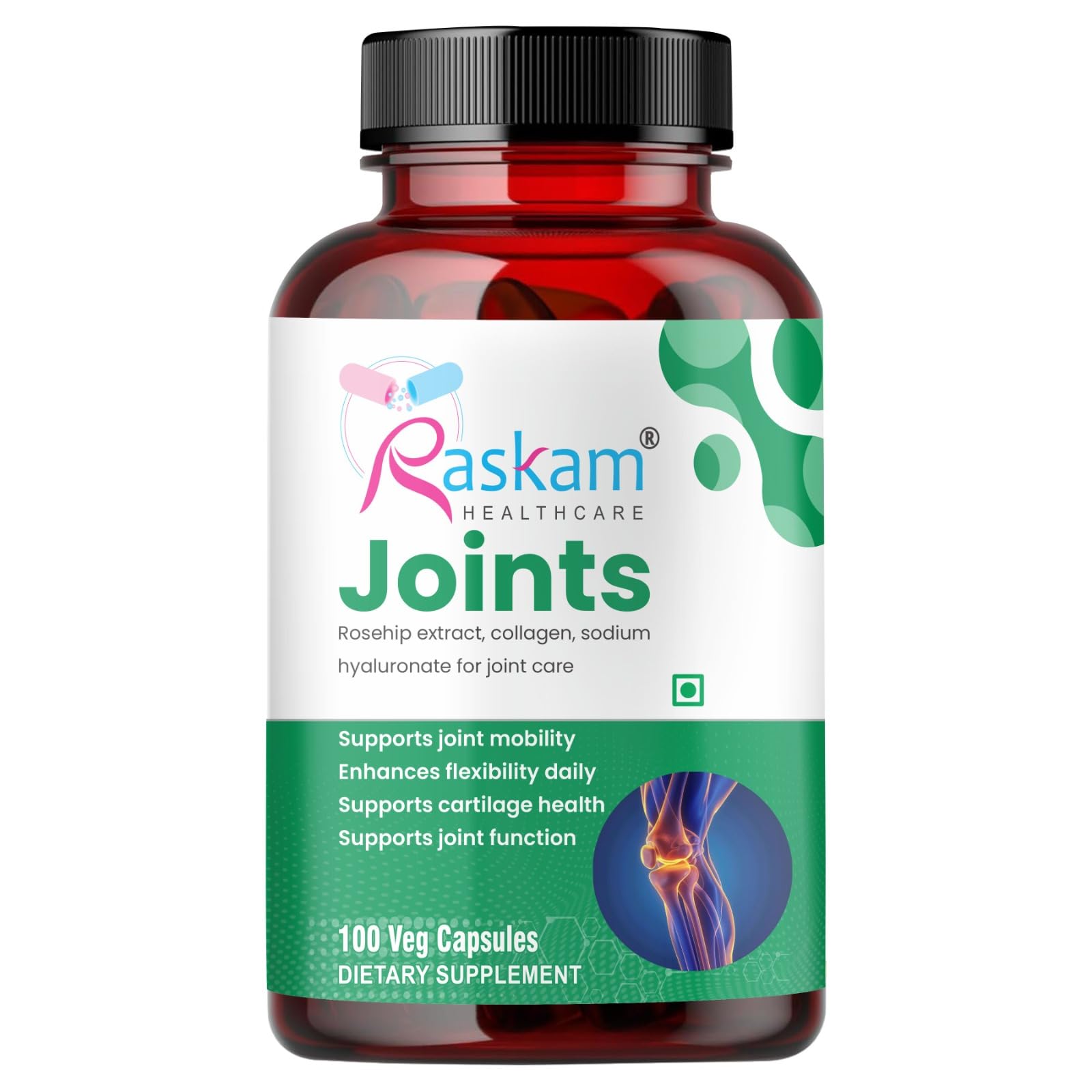 Raskam Joints - 100 Capsules Cartilage Joint and Bone Health