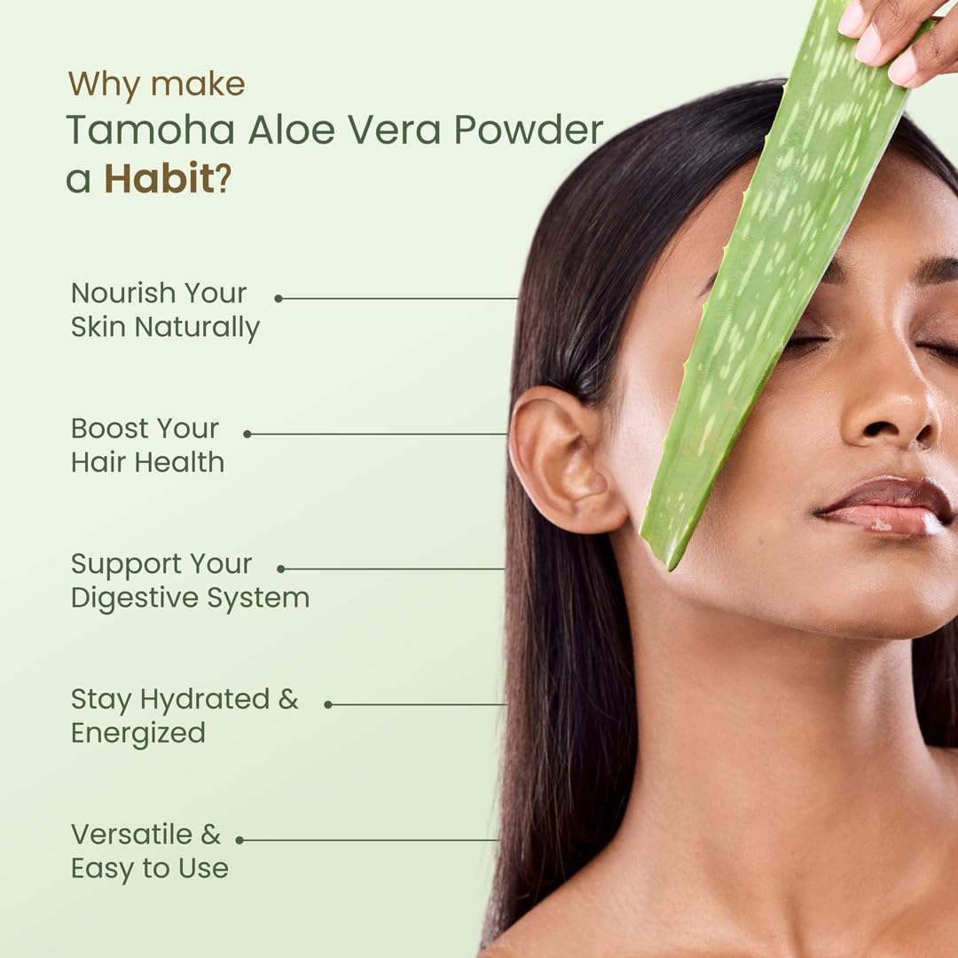 Tamoha Aloe Vera Powder | 100% Pure & Natural | Skin, Hair & Health Care | 200gram | 100% Pure & Natural | Cruelty & Paraben Free