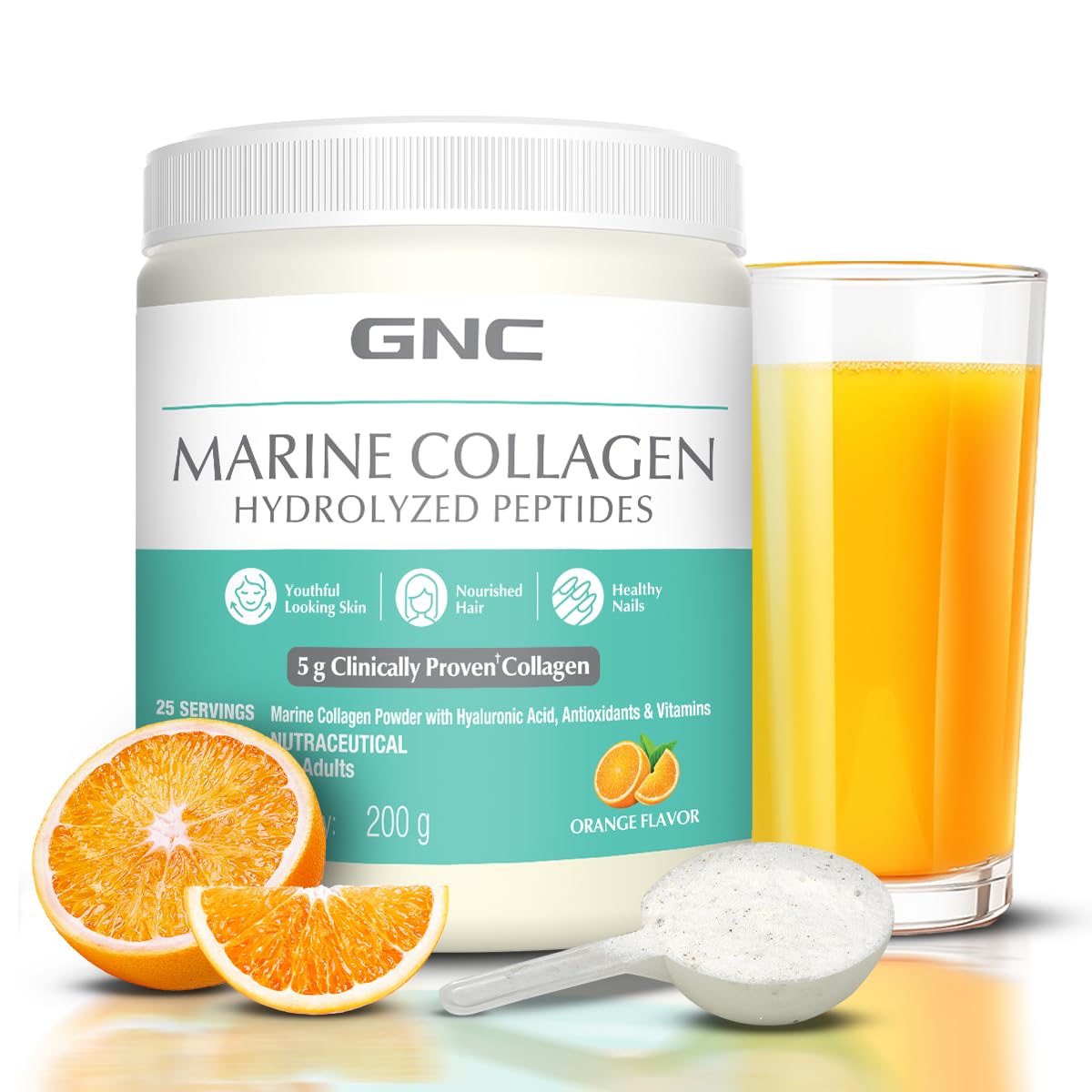 GNC Marine Collagen|200 Gm|Type 1 & Type 3 Collagen|Hydrolyzed Peptides |Hyaluronic Acid|Biotin |Vitamin C &E |Grape Seed Extract |Rosemary Extract |For Radiant & Youthful Skin,2 count,200 grams