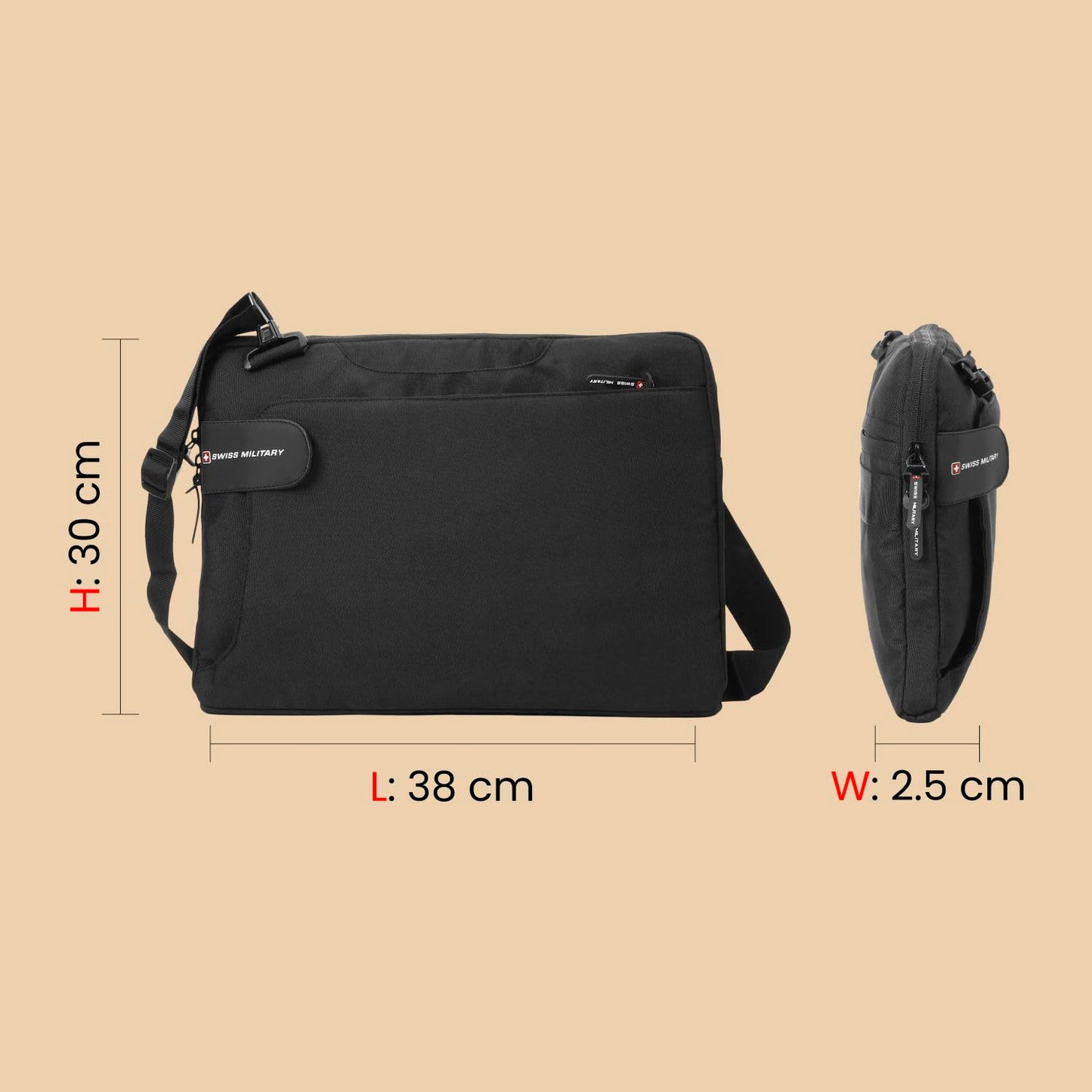 SWISS MILITARY Glide Laptop Sling Bag 3L, 15.6" Laptop Compartment Messenger Bag, Quick Access Pocket & Adjustable Strap | Travel Use Briefcase for Office Business Professional Men & Women Navy