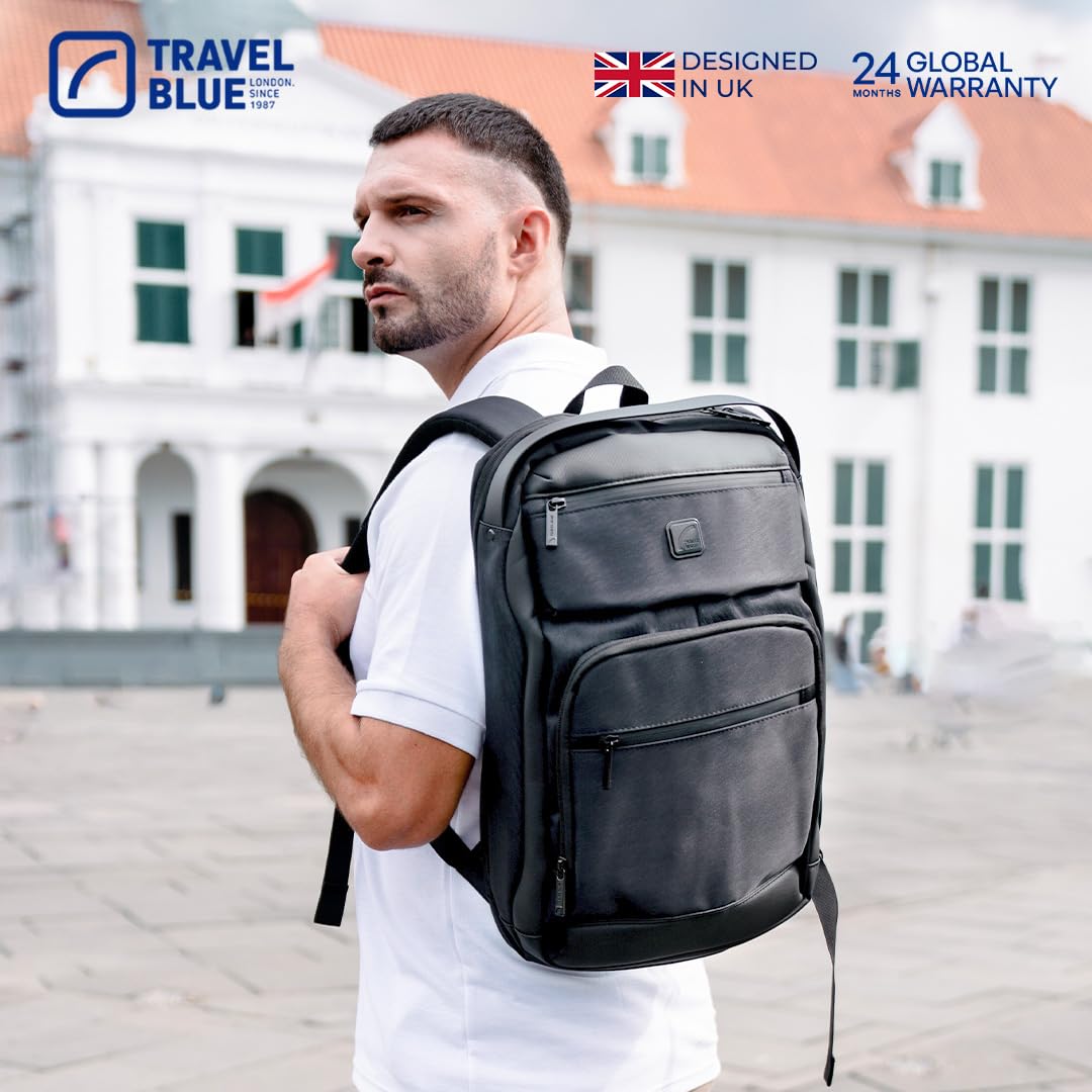 Travel Blue Innovator Executive 15.4 Inches laptop Compartment, 19 L Casual Backpack,Organizer Pocket for Men Women Boys Girls Black