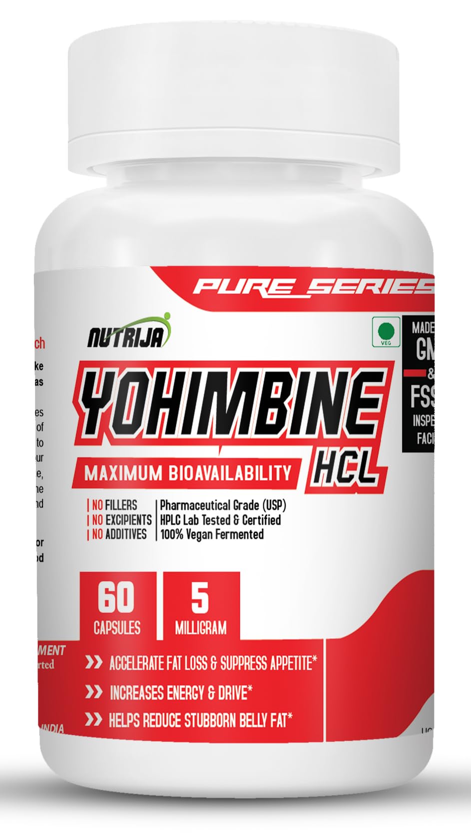NutriJa -Yohimbine Hcl 5 Mg Capsules -Pack Of 60 Capsules,1 Count