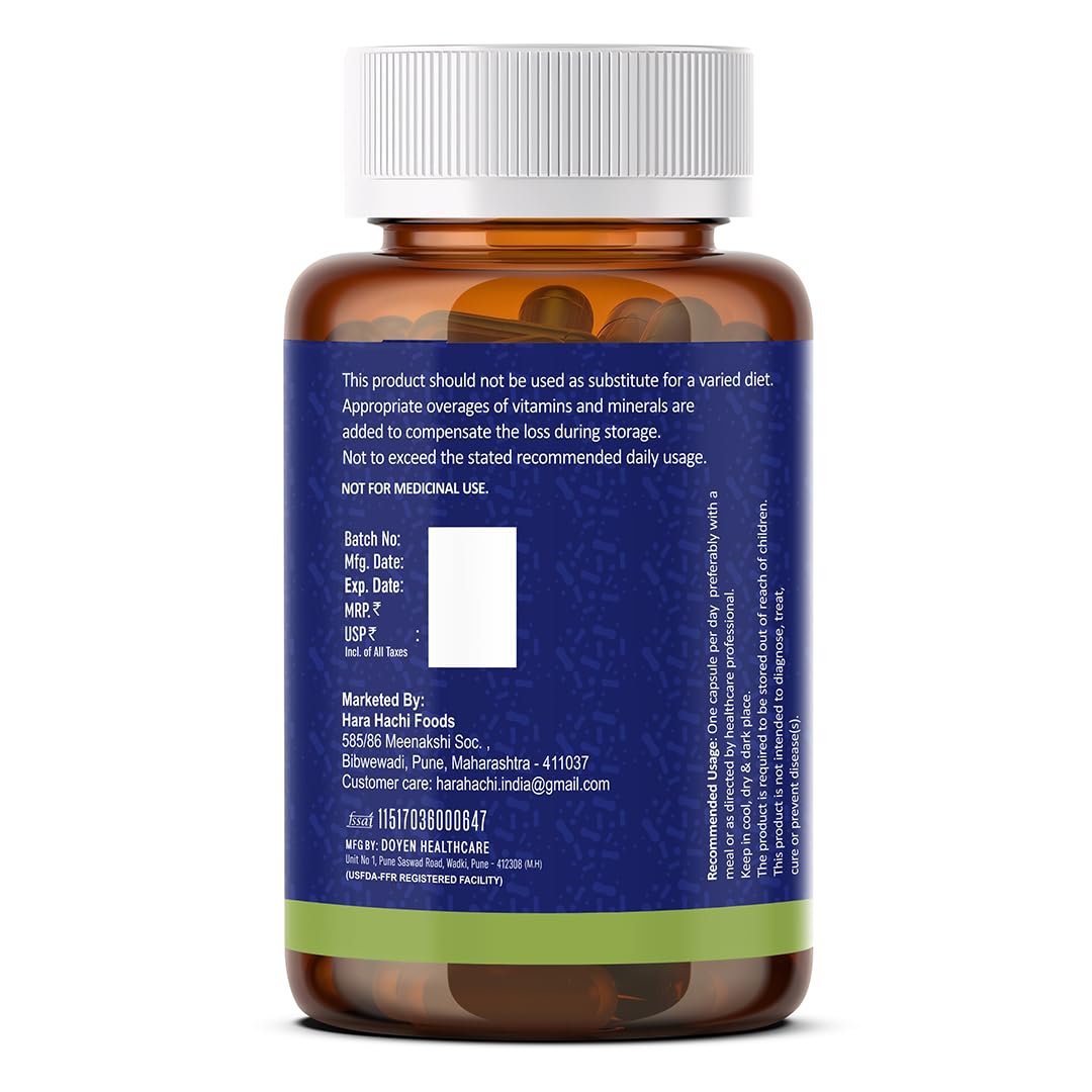 Hara Hachi Worlds No. 1 Supplement| 50 Billion CFU Gut Health Supplements with Probiotic | Gut Cleanse with Prebiotics and Probiotics| 60 Veg Capsules| L Reuteri Probiotics Supplement for Gut Health|