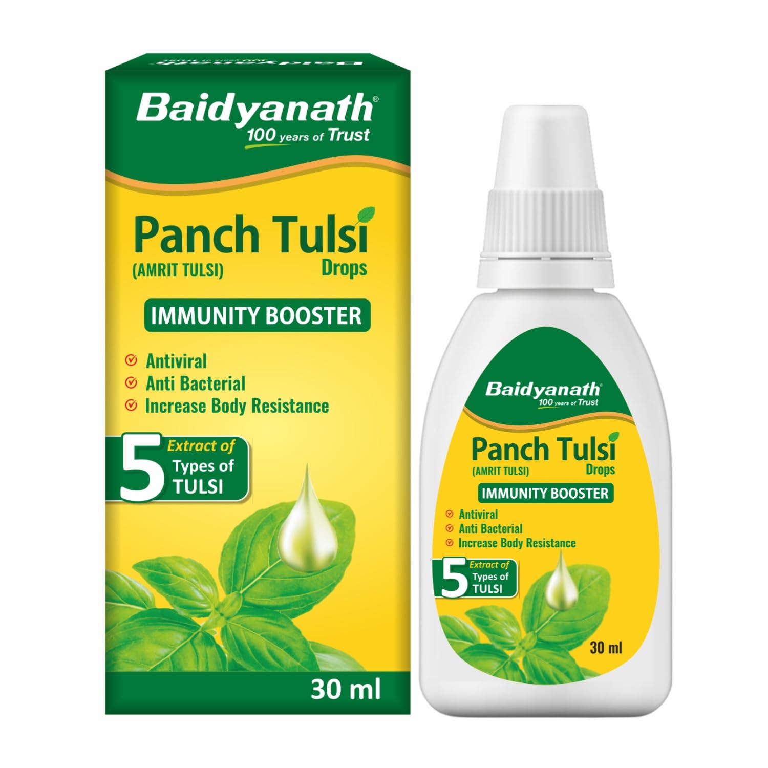 Baidyanath Ayurved Panch Tulsi Drops - 30 ml | Natural Immunity Booster with Goo