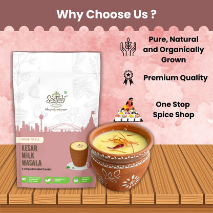 SAATYAKI NATURALS Organic Kesar Milk Masala | Dry Fruits and Kesar | Healthy & Nutritious Drink Mix | 50gm