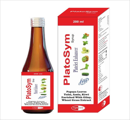 SYMCOX Platosym Syrup 200ml Increase Blood Platelet Count & Hb Levels, Supports Digestion & Anti-aging