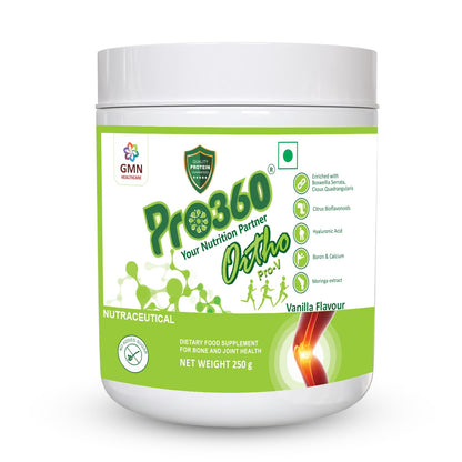 Pro360 Ortho Pro-V 250g Protein Powder for Bone and Joint Health | Supplement for Orthopedic Care with Natural Herbal Extracts | No added Sugar – Vanilla (Pack of 1)