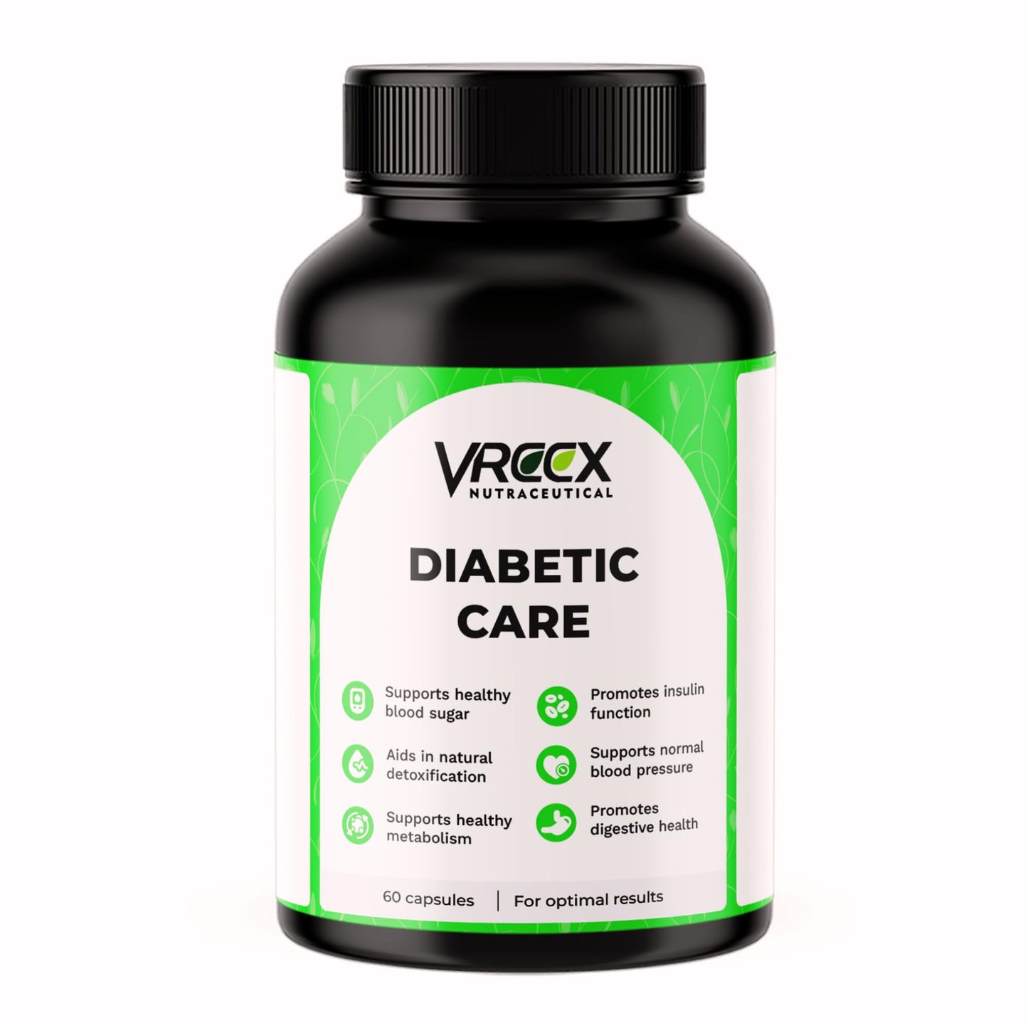 VREEX Diabetic Care Karela Jamun Neem Fenugreek Extract Capsules | Blood Sugar Support & Metabolism Booster | Herbal Wellness Supplement | 60 Veg Capsules