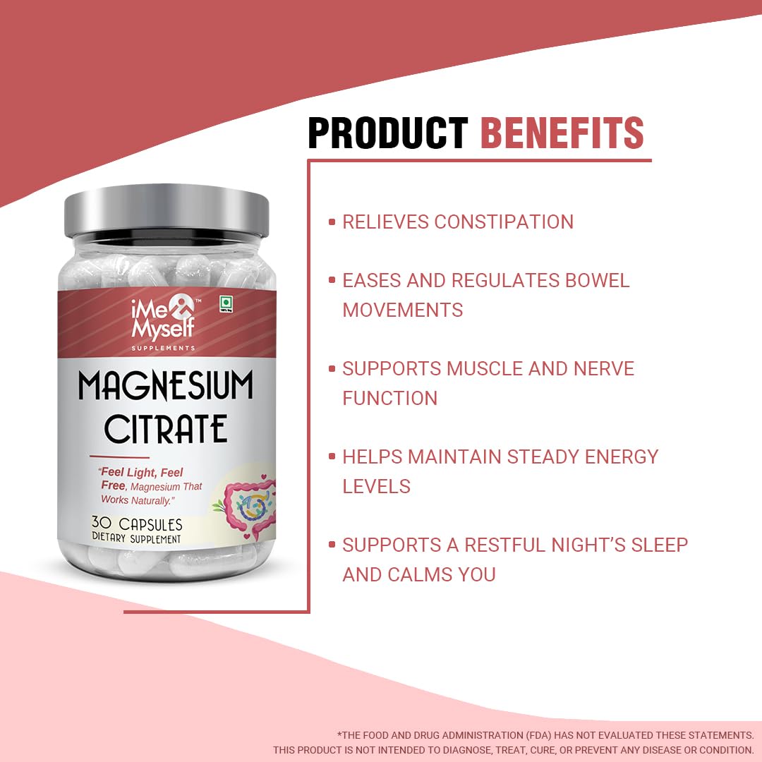 iMeMyself Magnesium Citrate Capsules - 30 Count | Dietary Supplement for Daily Wellness