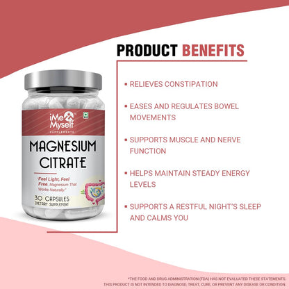 iMeMyself Magnesium Citrate Capsules - 30 Count | Dietary Supplement for Daily Wellness
