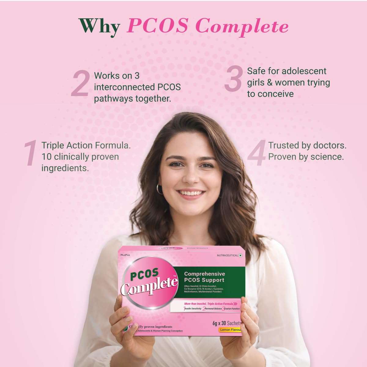 PCOS Complete™ | Myo-Inositol 2000mg, D-Chiro Inositol (40:1), NAC, CoQ10 | Weight Management, Hormonal Balance, Period Cycle, Skin & Hair | PCOS Supplement & PCOS Drink for Women | (Pack of 2)
