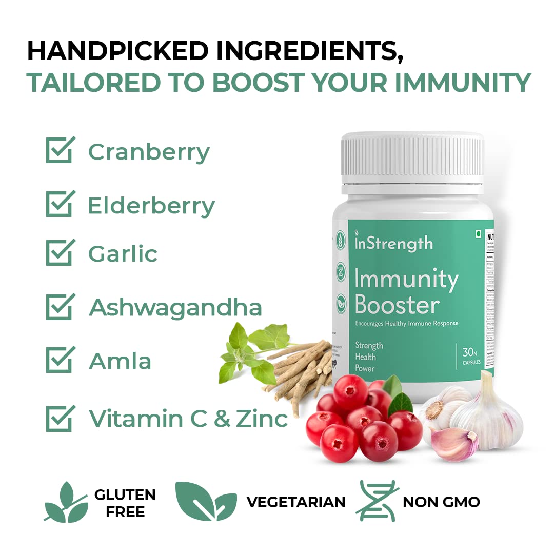 INSTRENGTH - IMMUNITY BOOSTER - (PEOPLE'S TRUSTED BRAND) - IMPROVE IMMUNE SYSTEM & STRESS BUSTER & IMMUNE -BOOSTING ANTIOXIDANTS- VITAMIN C AND ZINC - VEG