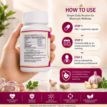 Anjix Garlic Extract, Allium sativum capsules, Supports immune health, 2% Allicin, 500 mg