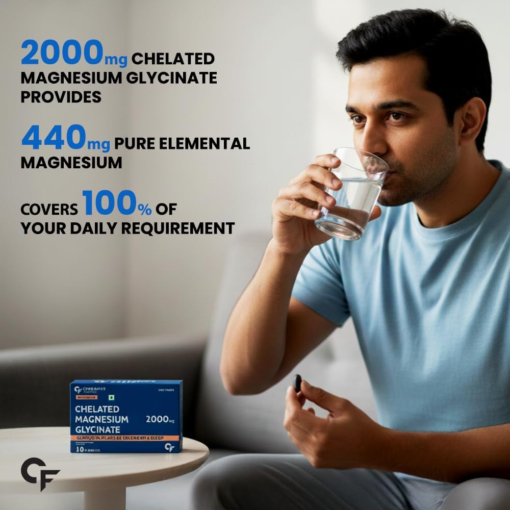 Carbamide Forte Chelated Magnesium Glycinate Supplement 2000mg Per Serving | Magnesium Supplement Supports Muscle Recovery & Better Sleep - 10 Veg Tablets